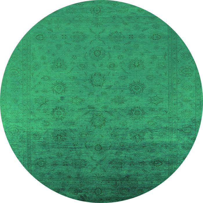 Round Machine Washable Persian Green Bohemian Area Rugs, wshurb1475grn