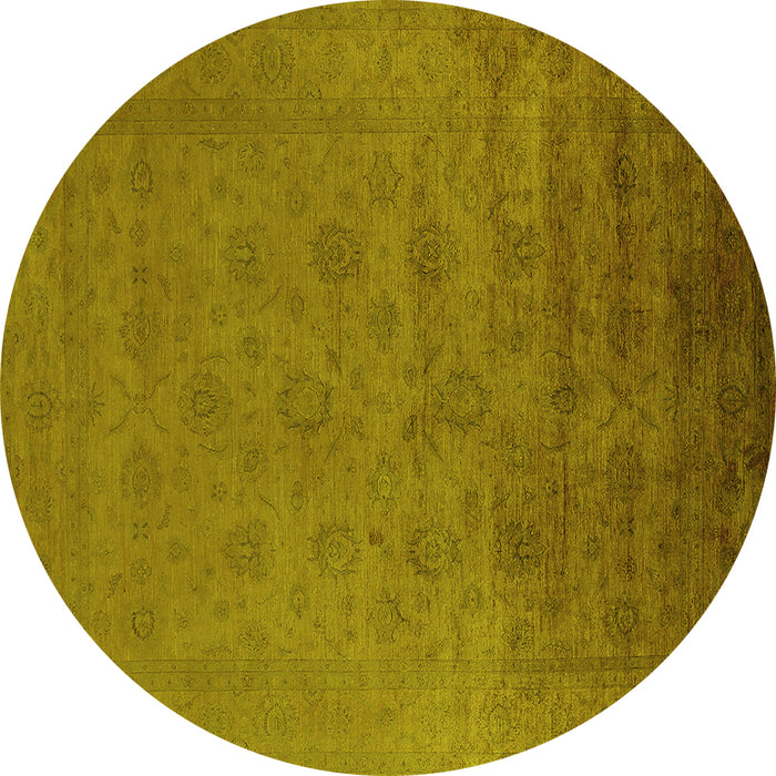 Round Machine Washable Persian Yellow Bohemian Rug, wshurb1475yw