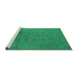 Sideview of Machine Washable Persian Green Bohemian Area Rugs, wshurb1475grn