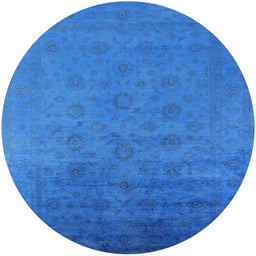 Round Mid-Century Modern Neon Blue Persian Rug, urb1475