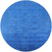 Round Mid-Century Modern Neon Blue Persian Rug, urb1475