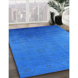 Machine Washable Industrial Modern Neon Blue Rug in a Family Room, wshurb1476