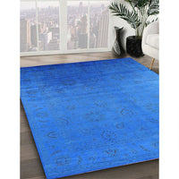 Mid-Century Modern Neon Blue Persian Rug, urb1476