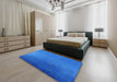 Mid-Century Modern Neon Blue Persian Rug in a Bedroom, urb1476