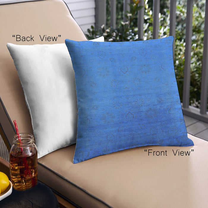 Front View of Mid-Century Modern Urban Square Neon Blue Throw Pillow, 18 inch by 18 inch, pwurb1476