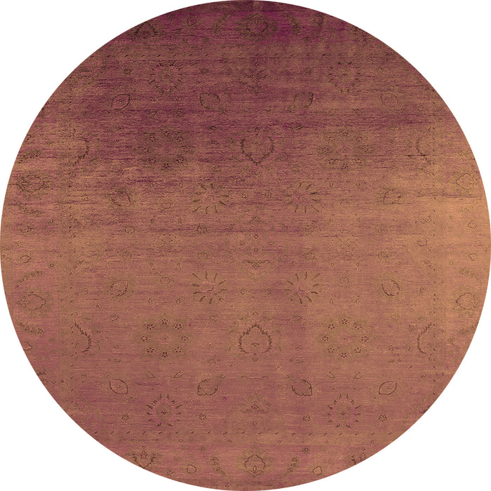 Round Machine Washable Persian Orange Bohemian Area Rugs, wshurb1476org