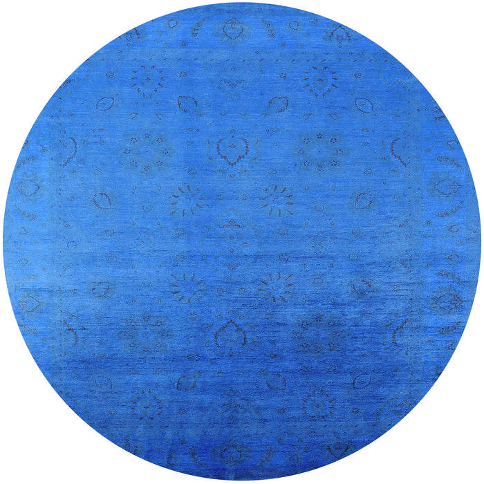 Round Mid-Century Modern Neon Blue Persian Rug, urb1476