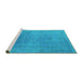 Sideview of Machine Washable Persian Turquoise Bohemian Area Rugs, wshurb1477turq