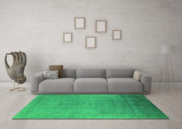 Machine Washable Persian Green Bohemian Area Rugs in a Living Room,, wshurb1477grn