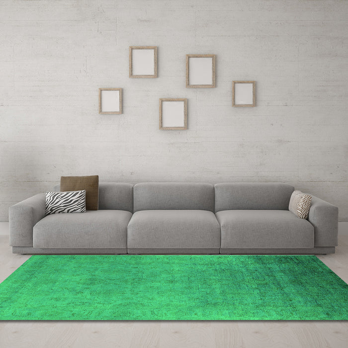 Machine Washable Persian Green Bohemian Area Rugs in a Living Room,, wshurb1477grn