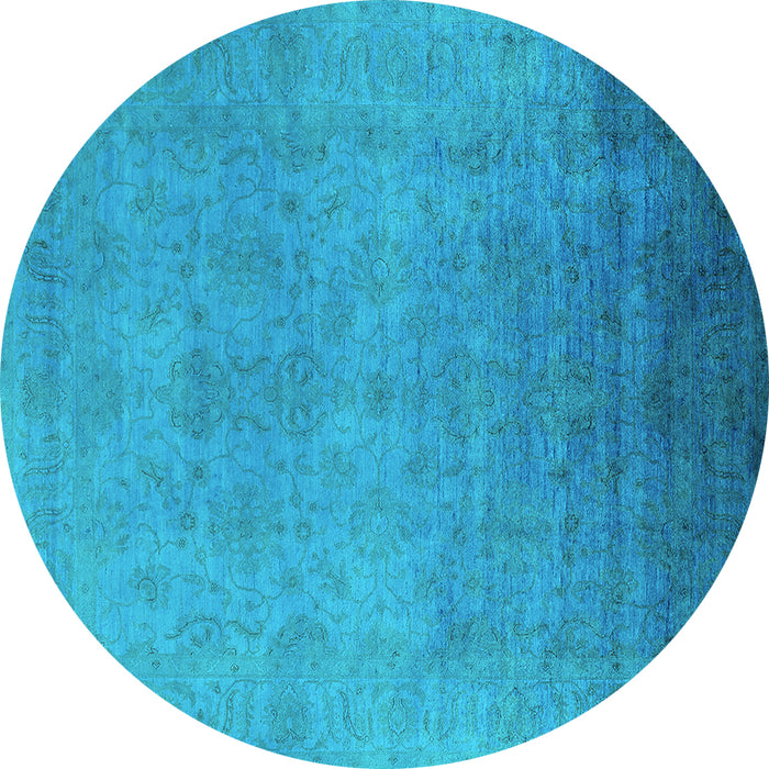 Round Machine Washable Persian Turquoise Bohemian Area Rugs, wshurb1477turq