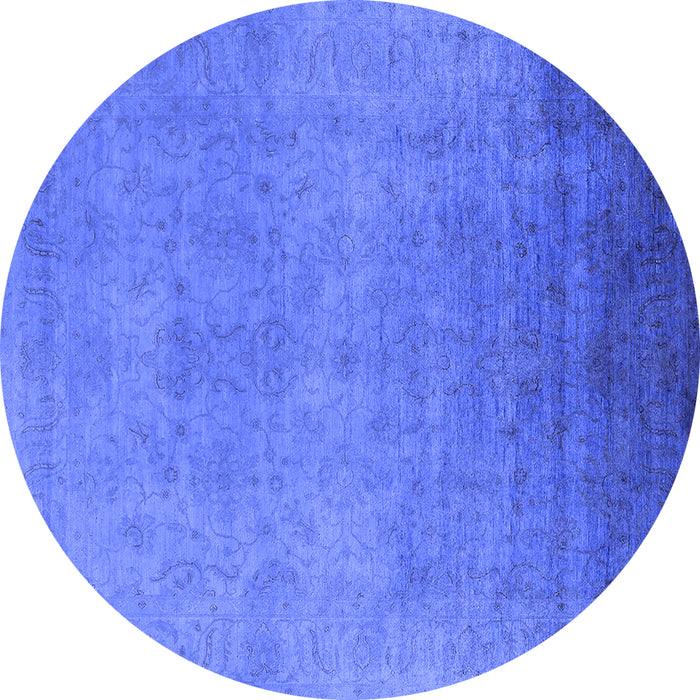 Round Persian Blue Bohemian Rug, urb1477blu