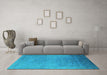 Machine Washable Persian Turquoise Bohemian Area Rugs in a Living Room,, wshurb1477turq