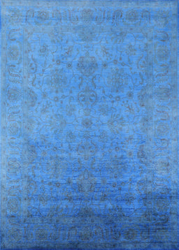 Machine Washable Industrial Modern Blue Rug, wshurb1477
