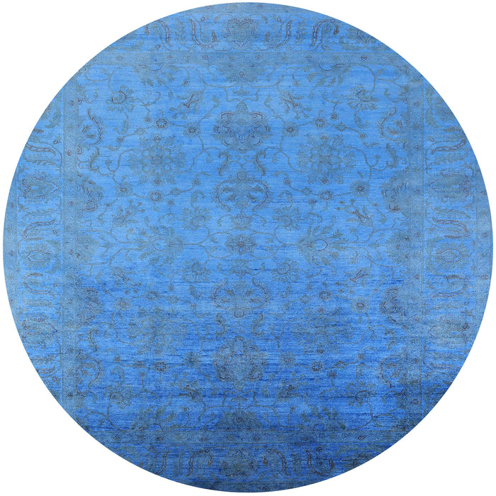 Round Mid-Century Modern Blue Persian Rug, urb1477