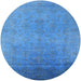 Round Mid-Century Modern Blue Persian Rug, urb1477