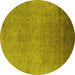 Round Persian Yellow Bohemian Rug, urb1477yw