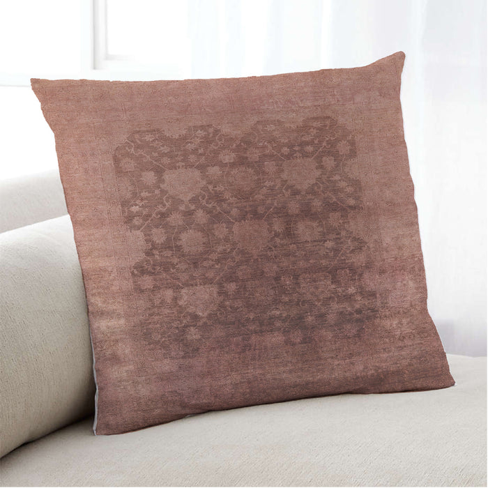 Lifestyle Image of Mid-Century Modern Urban Square Chestnut Red Throw Pillow, 18 inch by 18 inch, pwurb1478