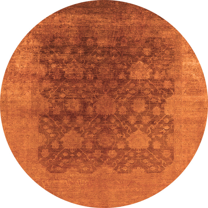 Round Oriental Orange Traditional Rug, urb1478org