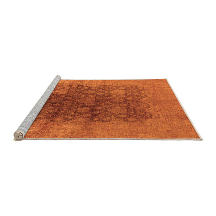 Sideview of Machine Washable Oriental Orange Traditional Area Rugs, wshurb1478org