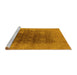 Sideview of Machine Washable Oriental Yellow Traditional Rug, wshurb1478yw