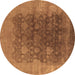 Round Oriental Brown Traditional Rug, urb1478brn