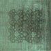 Square Oriental Turquoise Traditional Rug, urb1478turq