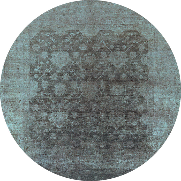 Round Oriental Light Blue Traditional Rug, urb1478lblu
