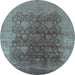 Round Oriental Light Blue Traditional Rug, urb1478lblu