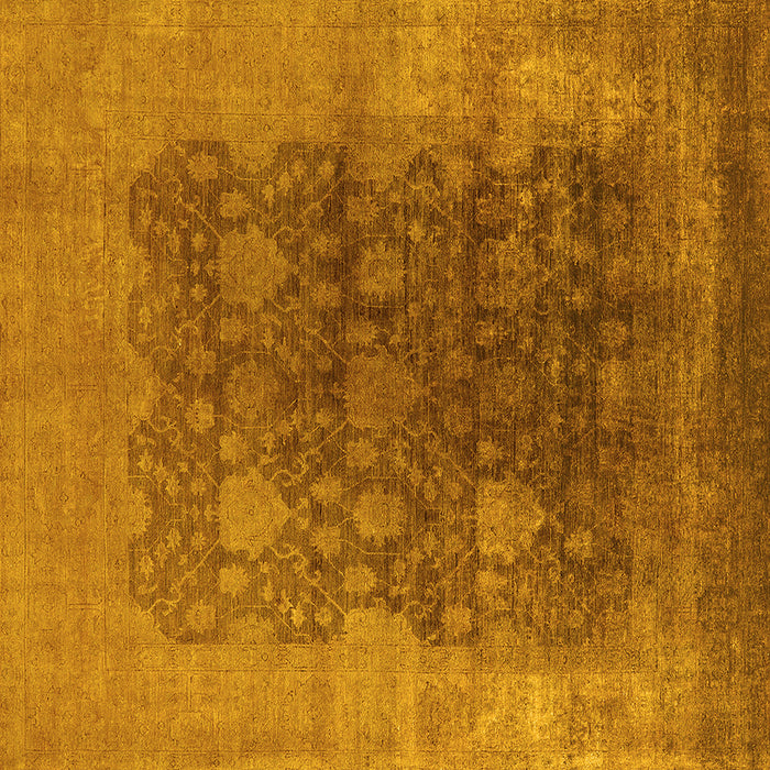 Square Machine Washable Oriental Yellow Traditional Rug, wshurb1478yw