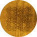 Round Oriental Yellow Traditional Rug, urb1478yw