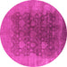 Round Oriental Pink Traditional Rug, urb1478pnk