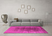 Machine Washable Oriental Pink Traditional Rug in a Living Room, wshurb1478pnk