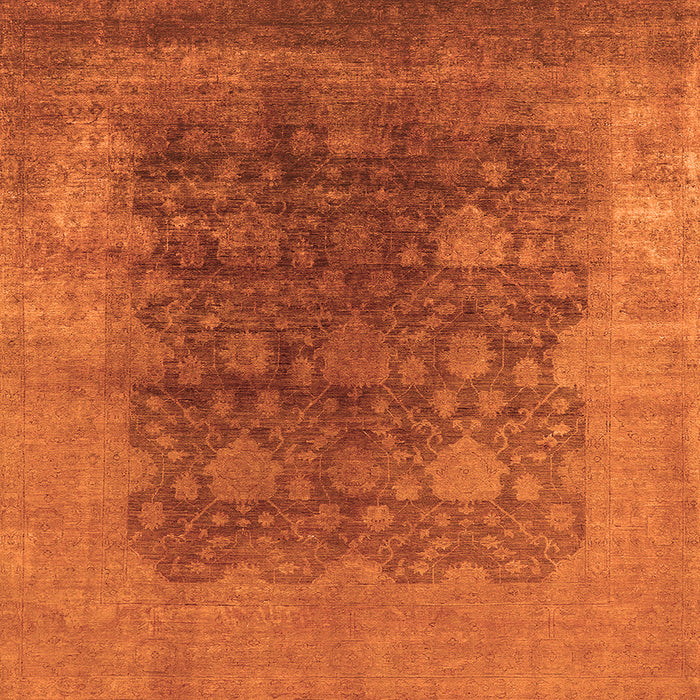 Square Machine Washable Oriental Orange Traditional Area Rugs, wshurb1478org