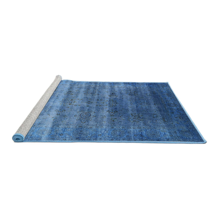 Sideview of Machine Washable Industrial Modern Blue Rug, wshurb1479