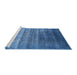 Sideview of Machine Washable Industrial Modern Blue Rug, wshurb1479