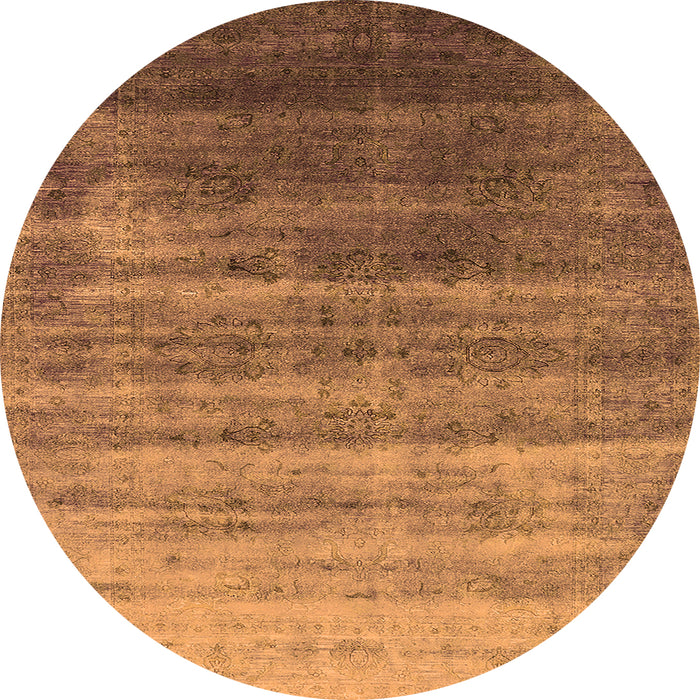 Round Machine Washable Persian Orange Bohemian Area Rugs, wshurb1479org