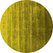 Round Persian Yellow Bohemian Rug, urb1479yw