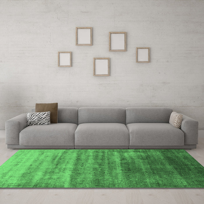Machine Washable Persian Emerald Green Bohemian Area Rugs in a Living Room,, wshurb1479emgrn
