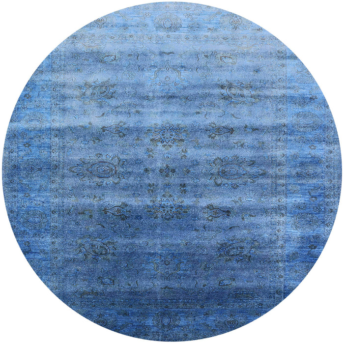 Round Mid-Century Modern Blue Persian Rug, urb1479