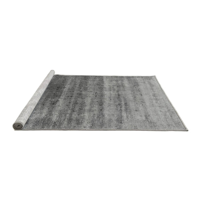 Sideview of Machine Washable Persian Gray Bohemian Rug, wshurb1479gry