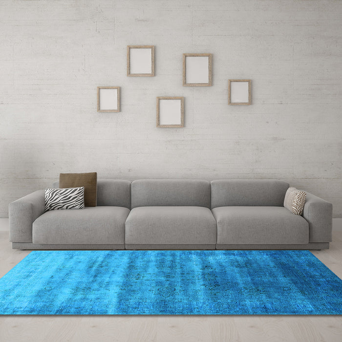 Machine Washable Persian Light Blue Bohemian Rug in a Living Room, wshurb1479lblu