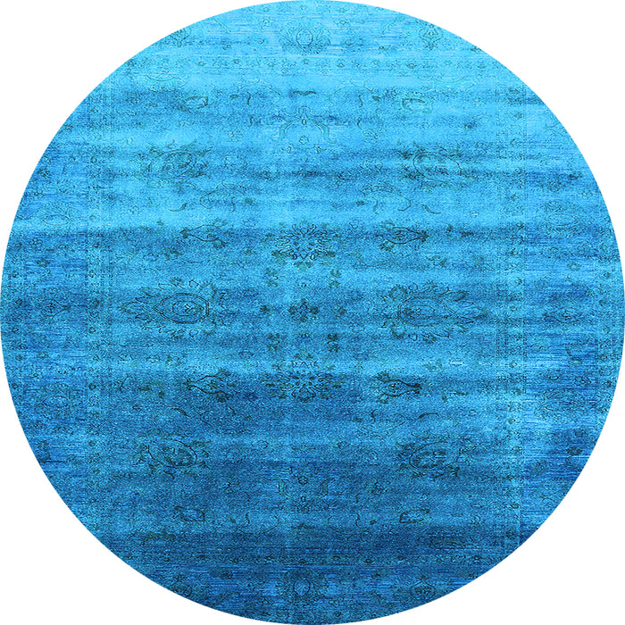 Round Persian Light Blue Bohemian Rug, urb1479lblu