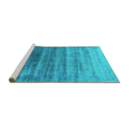 Sideview of Machine Washable Persian Turquoise Bohemian Area Rugs, wshurb1479turq