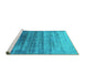 Sideview of Machine Washable Persian Turquoise Bohemian Area Rugs, wshurb1479turq