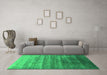 Machine Washable Persian Green Bohemian Area Rugs in a Living Room,, wshurb1479grn