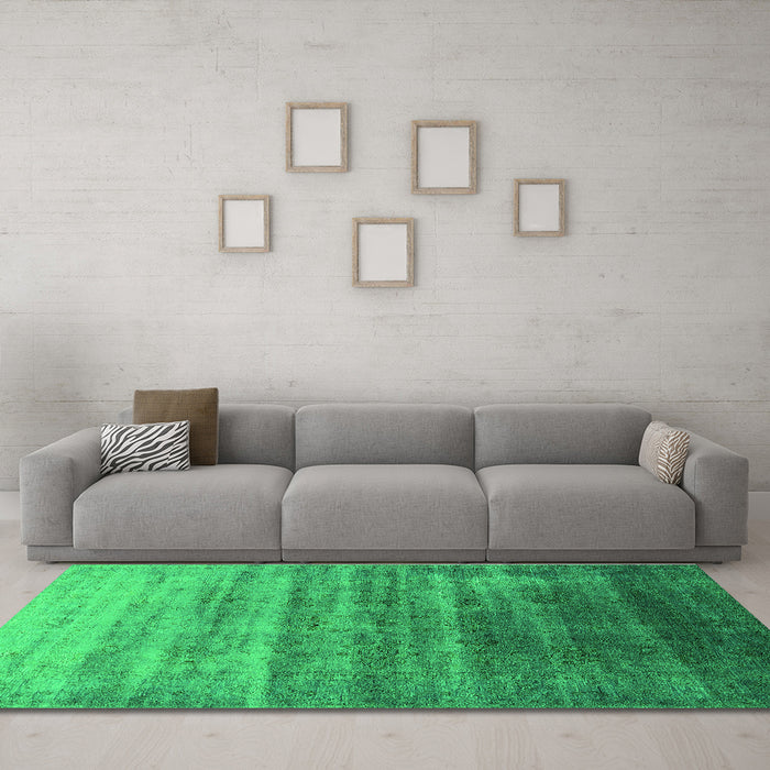 Machine Washable Persian Green Bohemian Area Rugs in a Living Room,, wshurb1479grn