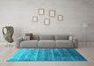 Machine Washable Persian Turquoise Bohemian Area Rugs in a Living Room,, wshurb1479turq