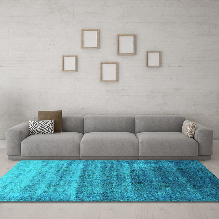 Machine Washable Persian Turquoise Bohemian Area Rugs in a Living Room,, wshurb1479turq
