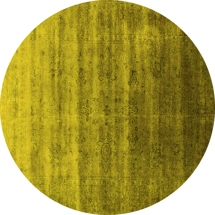 Round Machine Washable Persian Yellow Bohemian Rug, wshurb1479yw